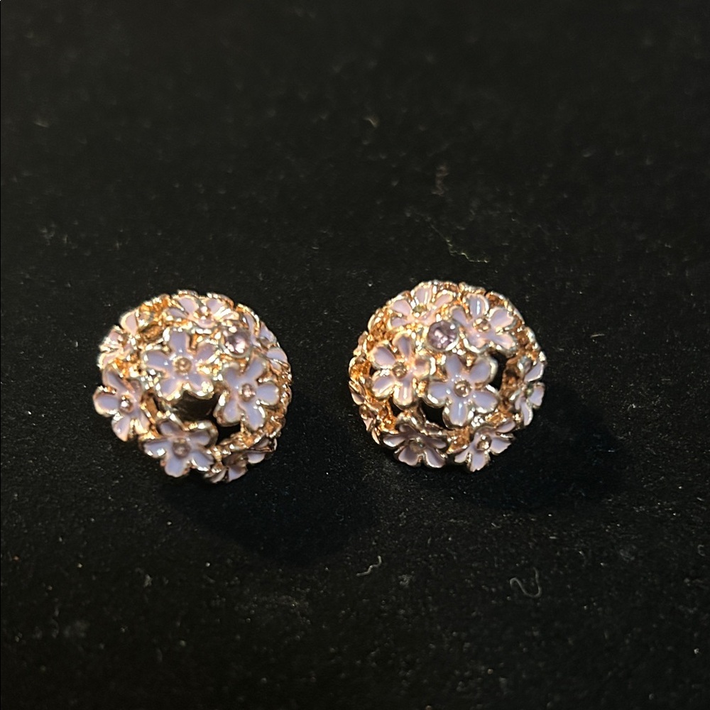 Rose Gold-Tone Lavender Floral Cluster 18 mm snaps - Women Jewelry